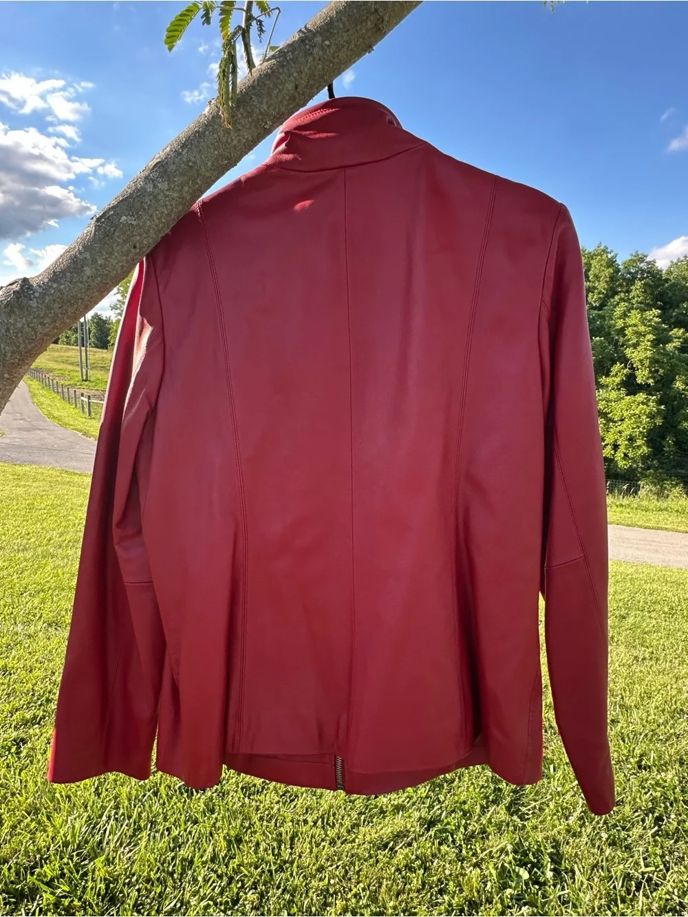 Women’s Red butter soft Lambskin
Leather Zip-Front Jacket- like new-Large - Picture 3 of 8